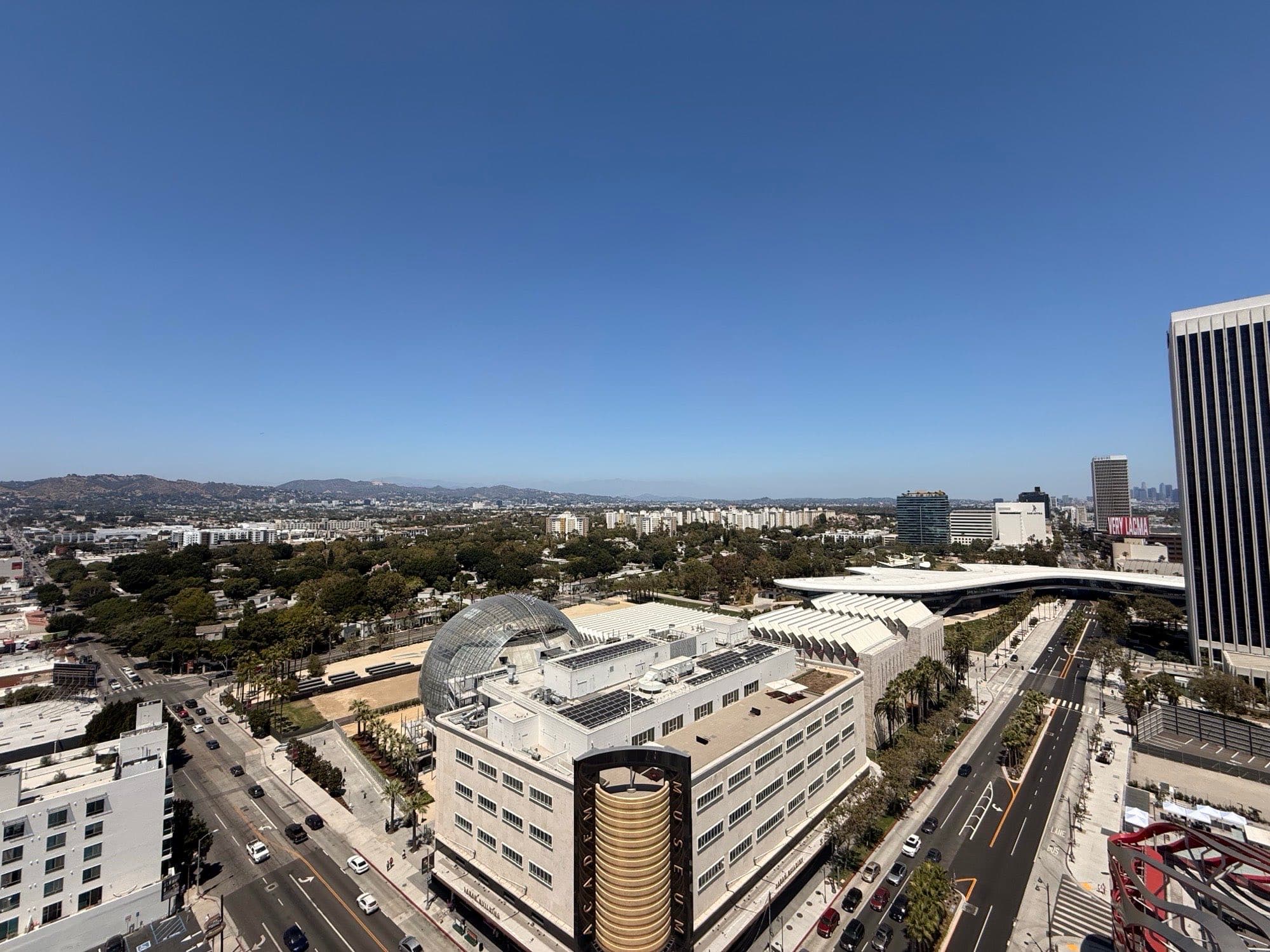 Academy Museum and Museum Row seen from above