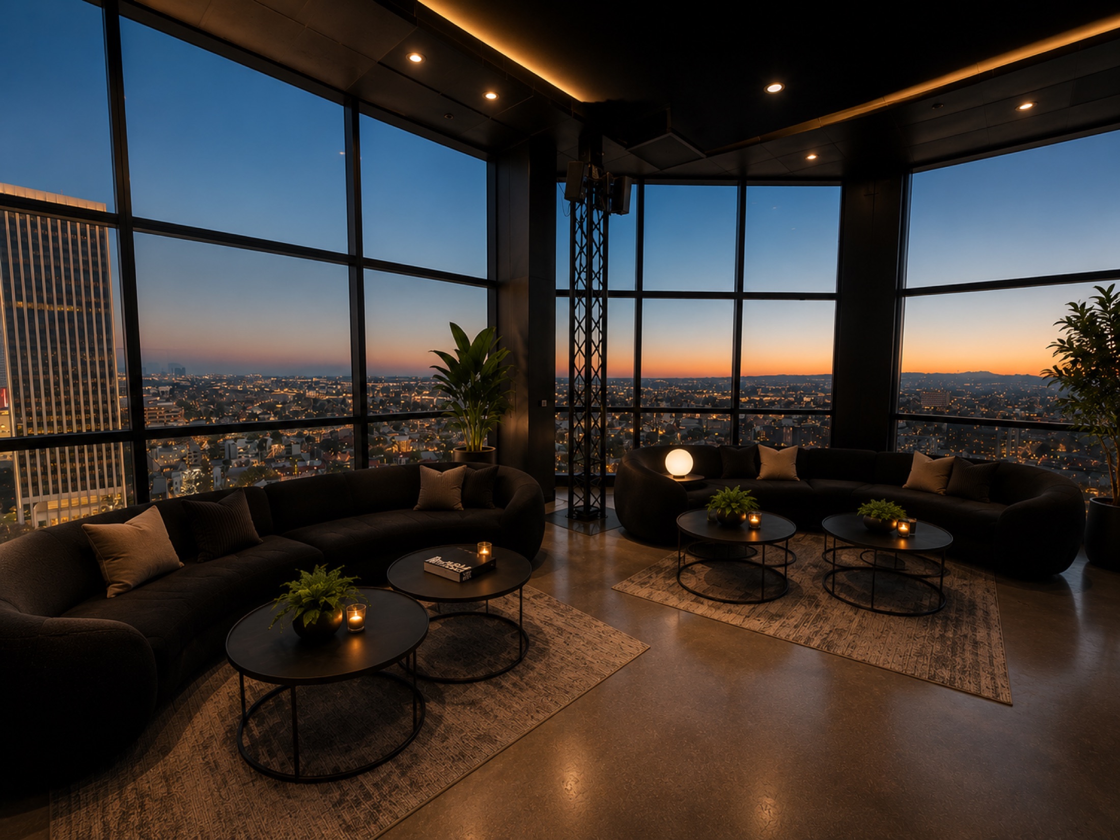 Date night at Sky Deck LA — dusk lounge with city views