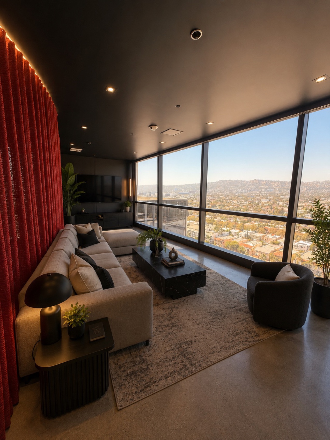 Private champagne room with city views at Sky Deck LA